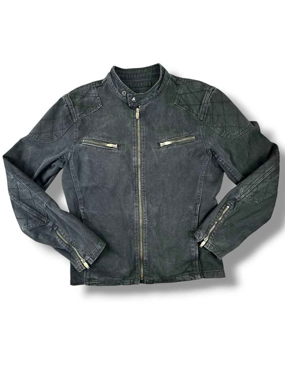 Matchstick Union Charcoal Grey Denim Moto Jacket Japanese Denim Y2K EUC